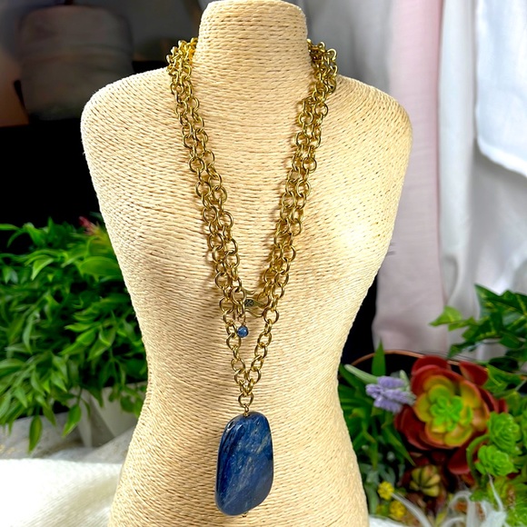 Barse Studio Thailand necklace pendant Dumortierite gold - Picture 3 of 8